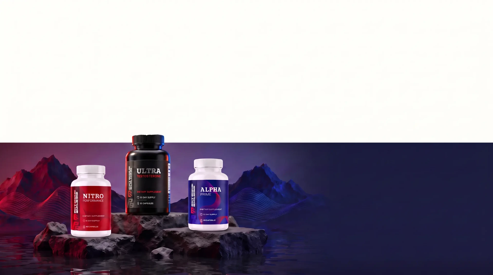 Bedroom Stack bottles on dark rocks with blue and red lighting