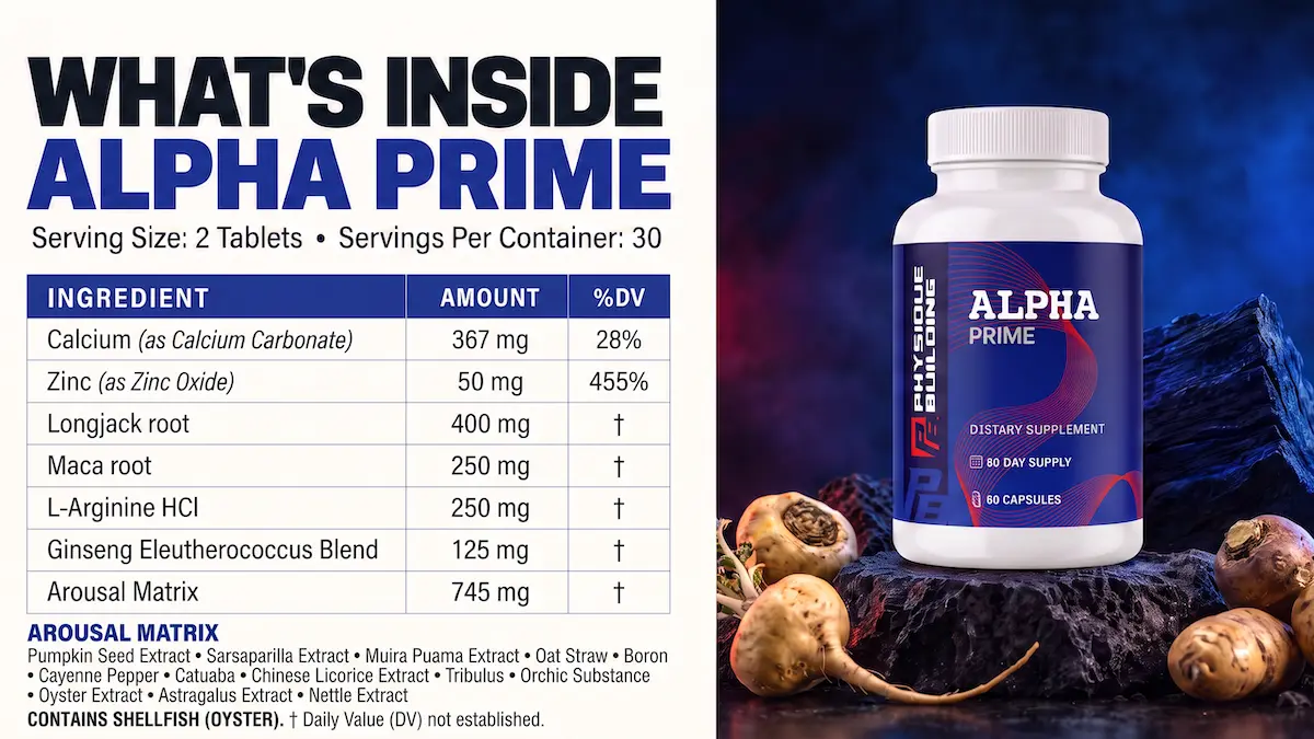 What's Inside Alpha Prime — ingredient panel and bottle